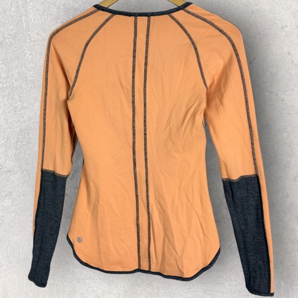 Rare Lululemon Runder Under Long Sleeve Reversible Coal Orange Grey Size 10 Top - Picture 15 of 15
